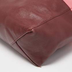 Pre Owned Celine Pink/Burgundy Leather Vertical Cabas Shopper Tote