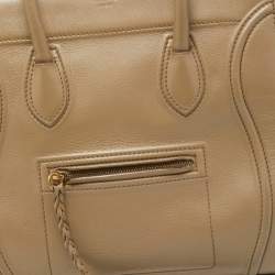 Pre Owned Celine Beige Leather Medium Phantom Luggage Tote 