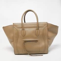 Pre Owned Celine Beige Leather Medium Phantom Luggage Tote 