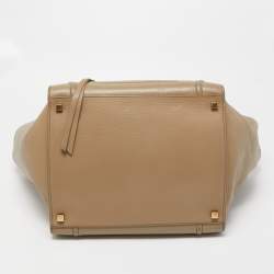 Pre Owned Celine Beige Leather Medium Phantom Luggage Tote 