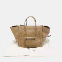 Pre Owned Celine Beige Leather Medium Phantom Luggage Tote 