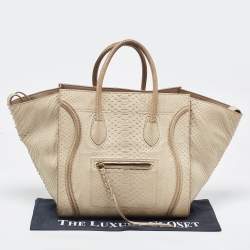 Pre Owned Celine Grey Python Medium Phantom Luggage Tote