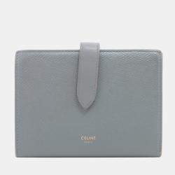 CELINE Medium Strap Leather Wallet Grey Celine
