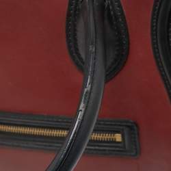 Pre Owned Celine Tri Color Leather and Suede Mini Luggage Tote