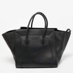 Pre Owned Celine Black Leather Medium Phantom Luggage Tote
