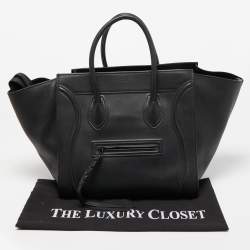 Pre Owned Celine Black Leather Medium Phantom Luggage Tote