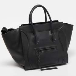 Pre Owned Celine Black Leather Medium Phantom Luggage Tote