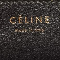 Pre Owned Celine Yellow/Black Lizard and Leather Medium Classic Box Bag