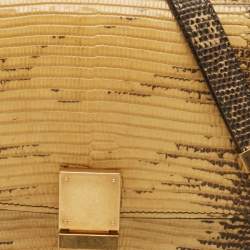 Pre Owned Celine Yellow/Black Lizard and Leather Medium Classic Box Bag