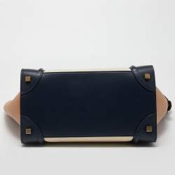 Pre Owned Celine Tricolor Leather Mini Luggage Tote