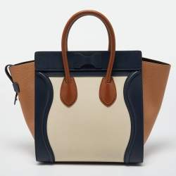 Pre Owned Celine Tricolor Leather Mini Luggage Tote