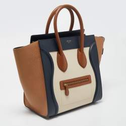 Pre Owned Celine Tricolor Leather Mini Luggage Tote