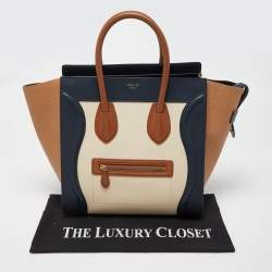 Pre Owned Celine Tricolor Leather Mini Luggage Tote