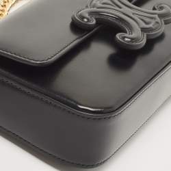 Pre Owned Celine Black Shiny Leather Triomphe Shoulder Bag