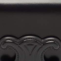 Pre Owned Celine Black Shiny Leather Triomphe Shoulder Bag