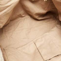 Pre Owned Celine Beige/Brown Macadam Canvas And Croc Embossed Tote