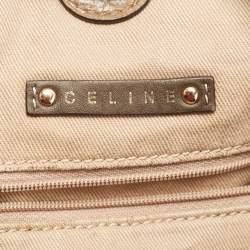 Pre Owned Celine Beige/Brown Macadam Canvas And Croc Embossed Tote