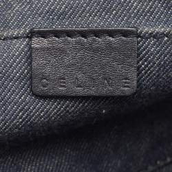 Pre Owned Celine Blue Macadam Denim and Leather Shoulder Bag