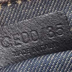 Pre Owned Celine Blue Macadam Denim and Leather Shoulder Bag