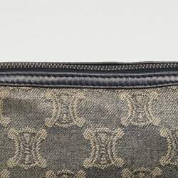 Pre Owned Celine Blue Macadam Denim and Leather Shoulder Bag