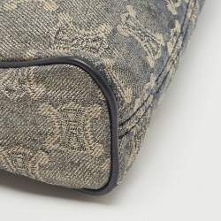 Pre Owned Celine Blue Macadam Denim and Leather Shoulder Bag