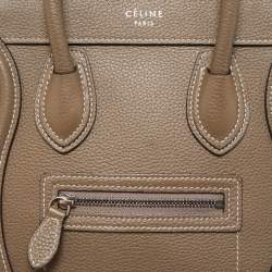 Celine Khaki Leather Nano Luggage Tote