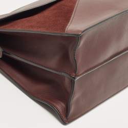 Pre Owned Celine Burgundy Leather and Suede Medium Diamond Shoulder Bag