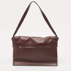 Pre Owned Celine Burgundy Leather and Suede Medium Diamond Shoulder Bag