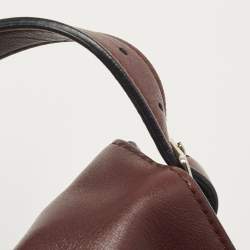 Pre Owned Celine Burgundy Leather and Suede Medium Diamond Shoulder Bag