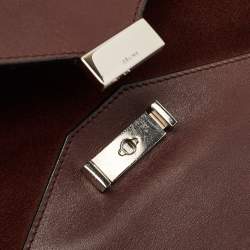 Pre Owned Celine Burgundy Leather and Suede Medium Diamond Shoulder Bag
