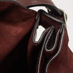 Pre Owned Celine Burgundy Leather and Suede Medium Diamond Shoulder Bag