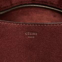Pre Owned Celine Burgundy Leather and Suede Medium Diamond Shoulder Bag