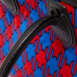 Pre Owned Celine Tricolor Leather and Jacquard Fabric Mini Luggage Tote