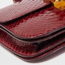 Pre Owned Celine Red Python Medium Classic Box Shoulder Bag