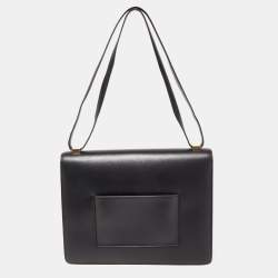 Pre Owned Celine Black/Tan Leather Large Case Flap Chain Bag