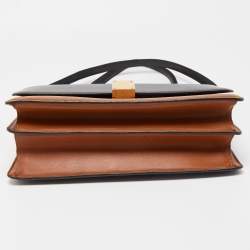 Pre Owned Celine Black/Tan Leather Large Case Flap Chain Bag