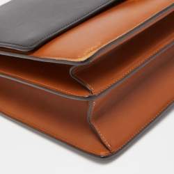 Pre Owned Celine Black/Tan Leather Large Case Flap Chain Bag