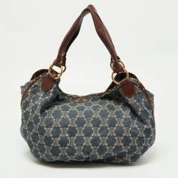 Celine Blue/Brown Macadam Denim and Leather Bittersweet Hobo