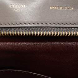 Pre Owned Celine Two Tone Grey Croc Embossed Leather and Suede Medium Trapeze Top Handle Bag