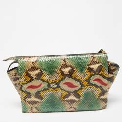 Celine Multicolor Python Clutch On Chain