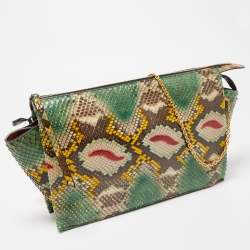 Celine Multicolor Python Clutch On Chain