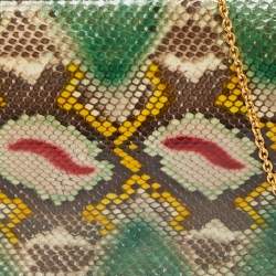 Celine Multicolor Python Clutch On Chain