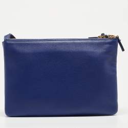 Pre Owned Celine Navy Blue Leather Trio Crossbody Bag