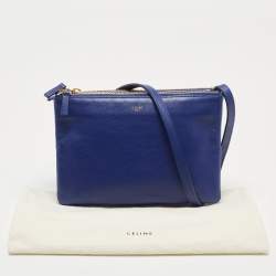 Pre Owned Celine Navy Blue Leather Trio Crossbody Bag