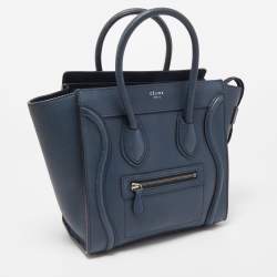مملوكة مسبقًا Celine Teal Blue Leather Micro Luggage Tote