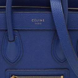 Pre Owned Celine Blue Grain Leather Nano Luggage Tote
