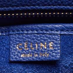 Pre Owned Celine Blue Grain Leather Nano Luggage Tote
