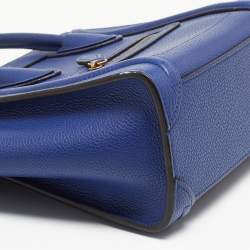 Pre Owned Celine Blue Grain Leather Nano Luggage Tote