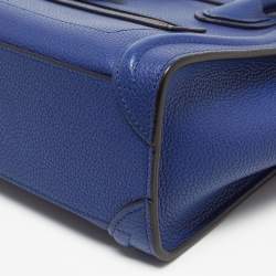Pre Owned Celine Blue Grain Leather Nano Luggage Tote
