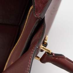 Pre Owned Celine Dark Red Leather and Suede Medium Trapeze Top Handle Bag